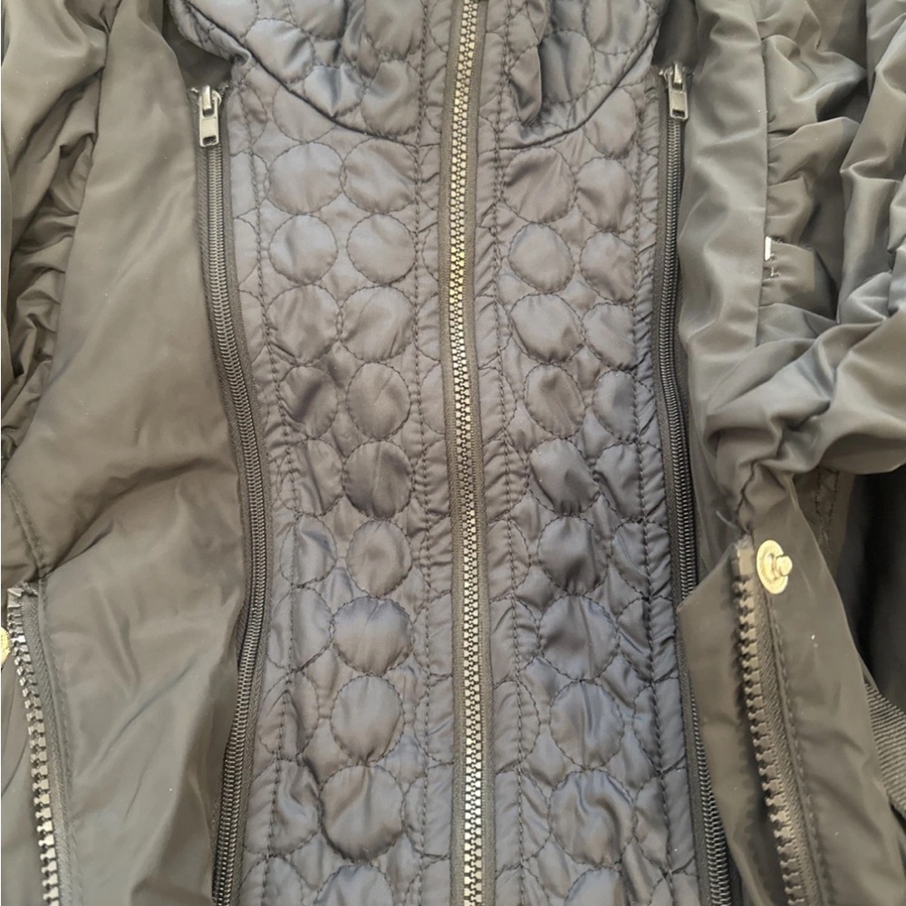 Laundry Shelli Segal Black Warm Zip Neck Hood Rain Windbreaker Trench Jacket PP - Picture 5 of 7
